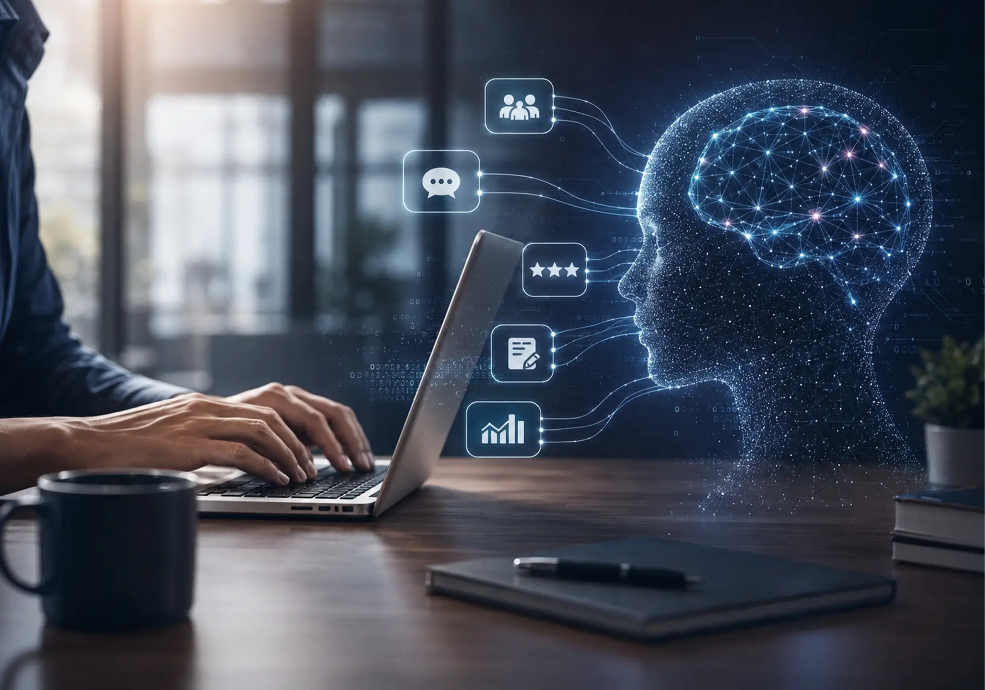 Human reviewer providing feedback to an AI model through end-to-end RLHF services