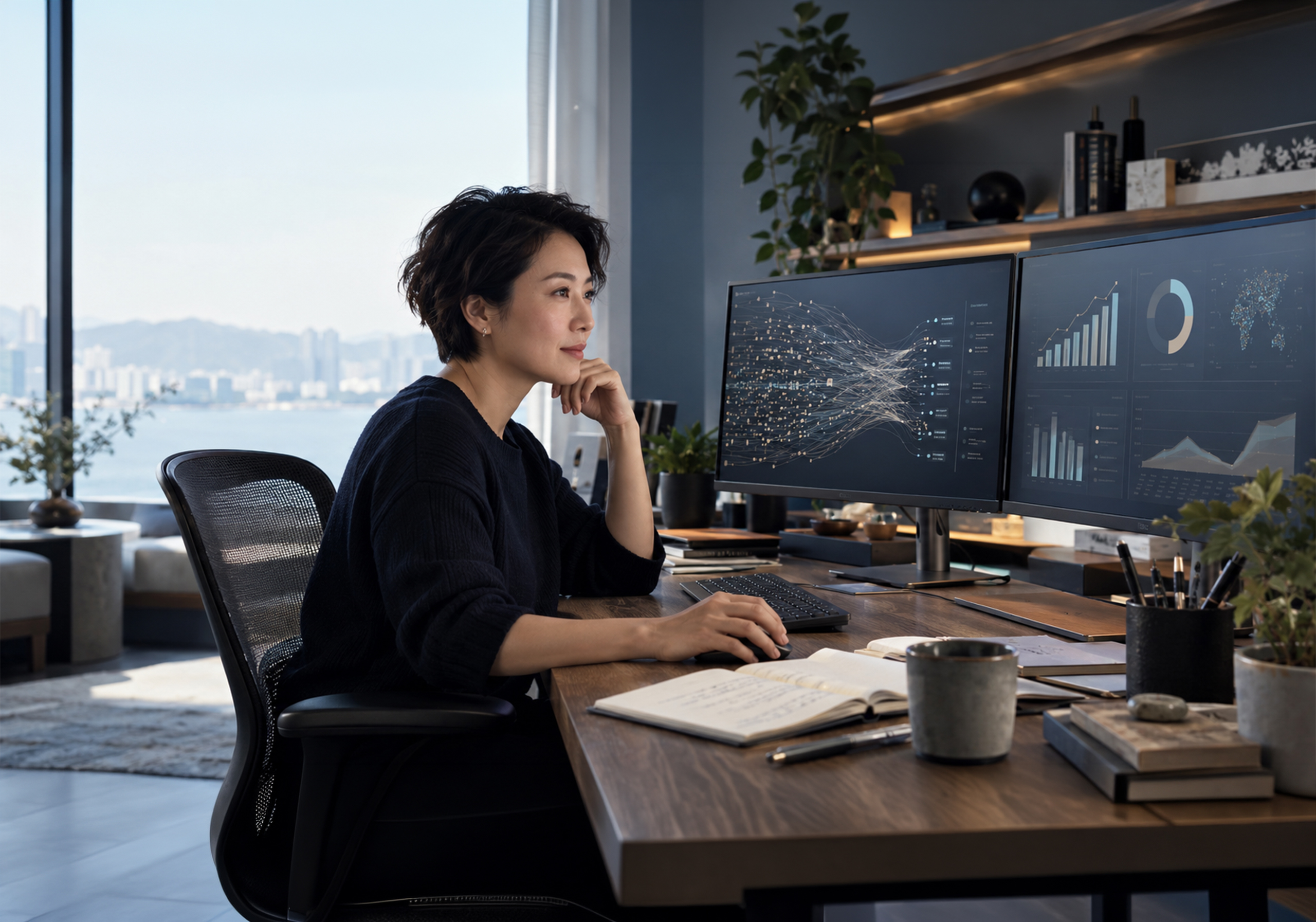 AI data operations professional reviewing data quality and model performance metrics