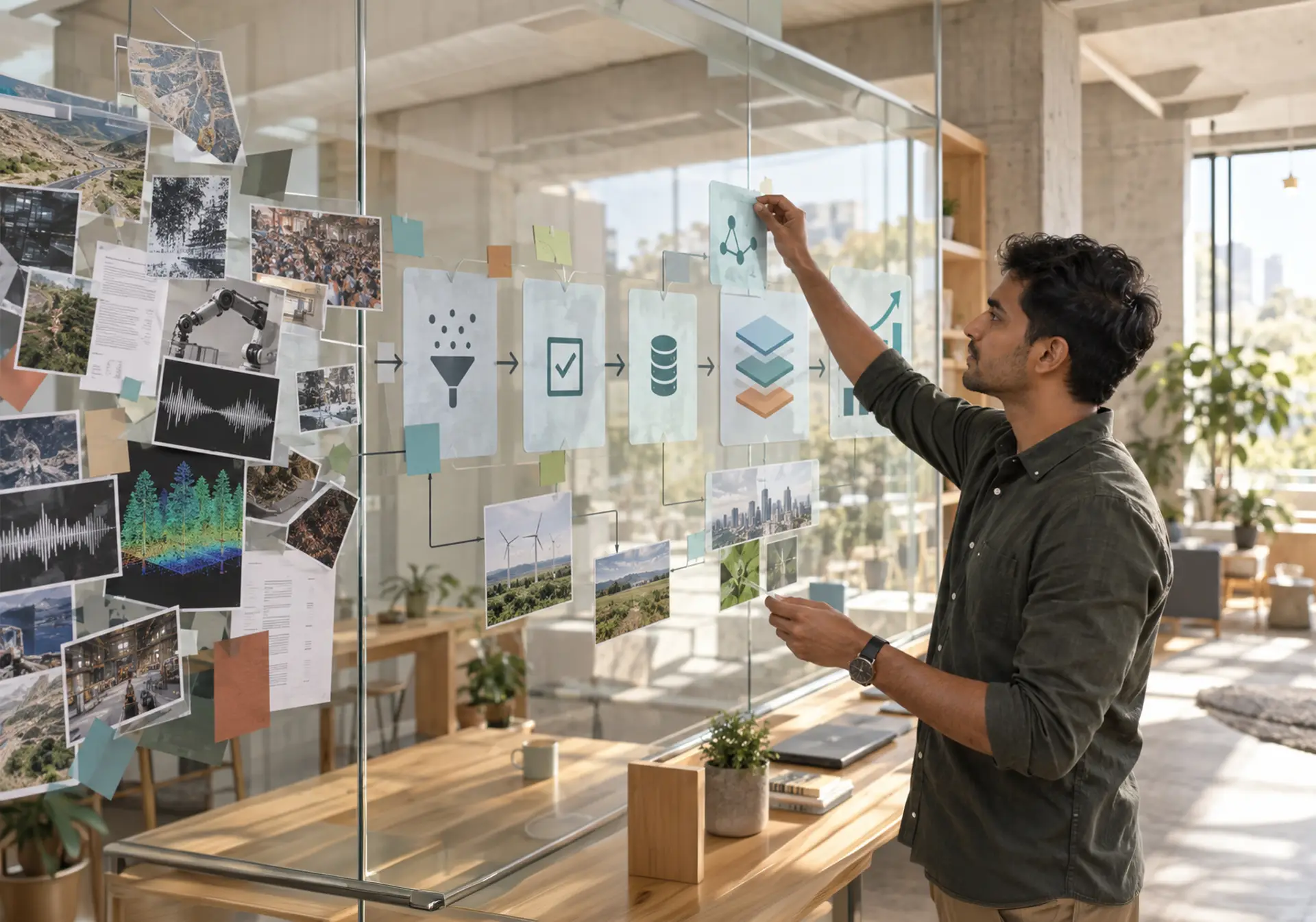 AI data curation specialist reviewing and organizing enterprise AI training dataset